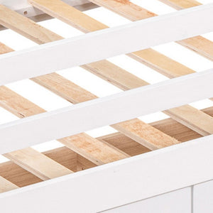 HomeRoots White Solid Wood Twin Loft Bed with Slide, Trundle, and Safety Features for Fun Kids' Room Playtime 607029