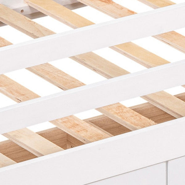HomeRoots White Solid Wood Twin Loft Bed with Slide, Trundle, and Safety Features for Fun Kids' Room Playtime 607029
