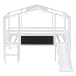 HomeRoots White Canopy Twin Loft Bed with Fun Slide - Stylish Space-Saver for Kids' Rooms & Play Areas! 607032