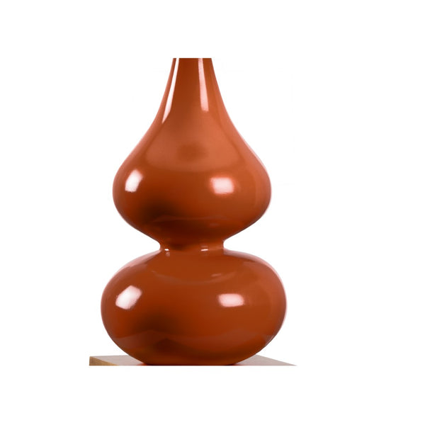 Wildwood Whitney Double-Gourd Lamp In Dark Autumn Orange With Antique Gold Leaf Base — Compact Elegant Accent 60704