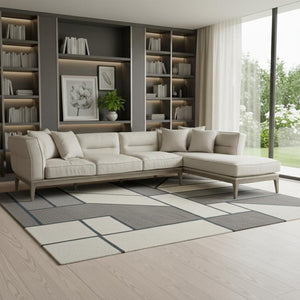 HomeRoots 121" Brown Fabric Sofa - Spacious U-Shaped Design, Plush Seating for 4, Perfect for Modern Living Rooms! 607067