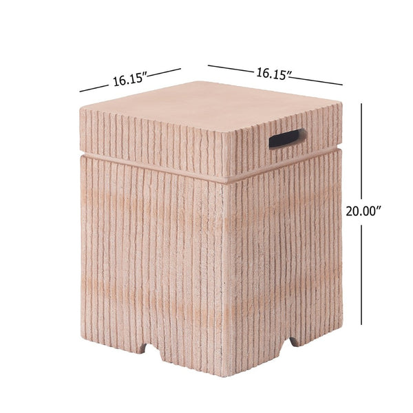 English Elm 16.15x20 Mgo Concrete Propane Tank Cover Outdoor Side Table Travertine Stone Finish N772P409038T