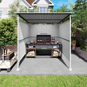 English Elm 6x6ft Outdoor Hardtop Metal Lean to Gazebo for Patio Grill Storage and Backyard W3213P458079