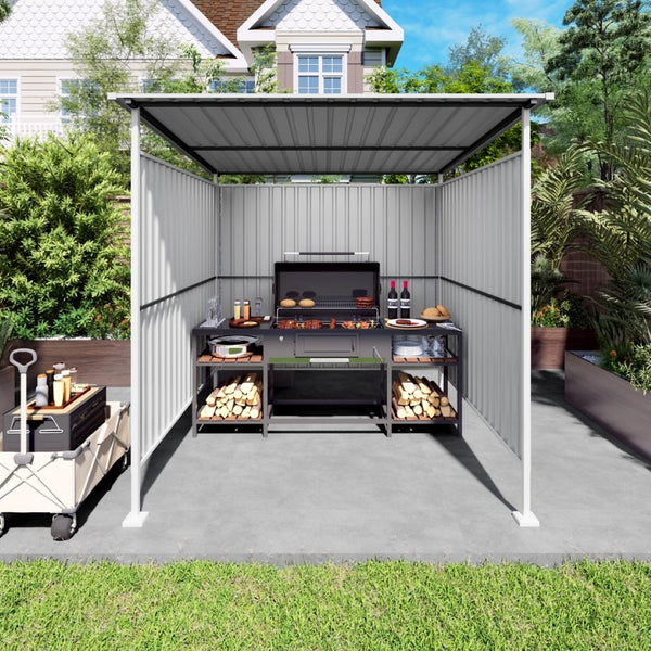 English Elm 6x6ft Outdoor Hardtop Metal Lean to Gazebo for Patio Grill Storage and Backyard W3213P458079