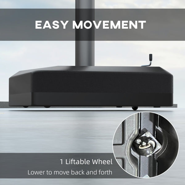 English Elm Outsunny Heavy-Duty Fillable Umbrella Base For 84D-110V02, Adjustable, Mobile Stand With Cross Base W2225P174154-GIGA