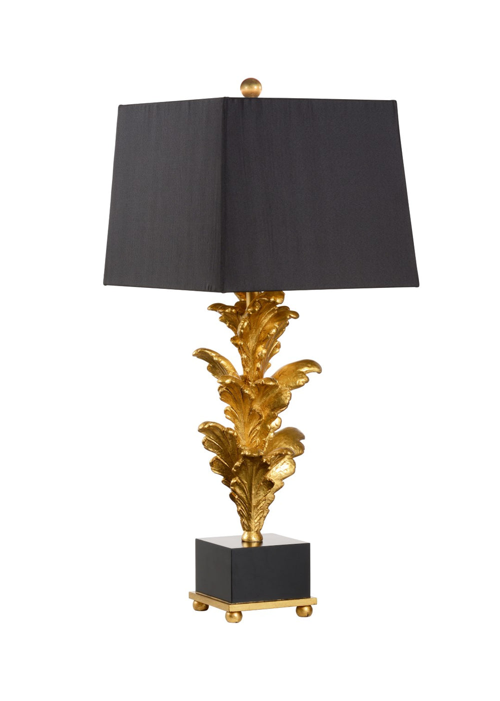Wildwood Mar-A-Lago Sculptural Leaf Lamp In Antique Gold & Black – 37" Transitional Table Lamp For Ambient Accent Lighting 60719