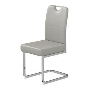English Elm Set of 4 Gray Pu Leather Dining Chairs with Spring Cushion and Ergonomic Metal Frame W3226P345823