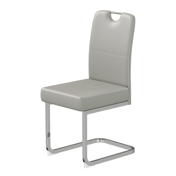 English Elm Set of 4 Gray Pu Leather Dining Chairs with Spring Cushion and Ergonomic Metal Frame W3226P345823