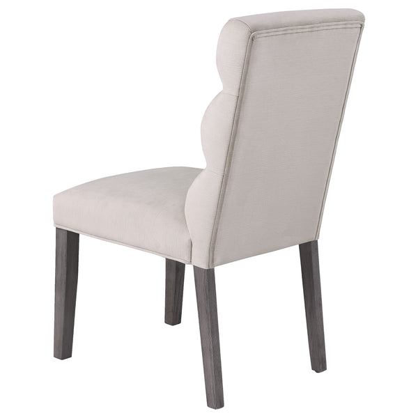 English Elm Highmore Stone Velvet Upholstered Dining Side Chair with Tufted Foam Back and Cool Gray Legs - Set of 2 Beige B062P299895
