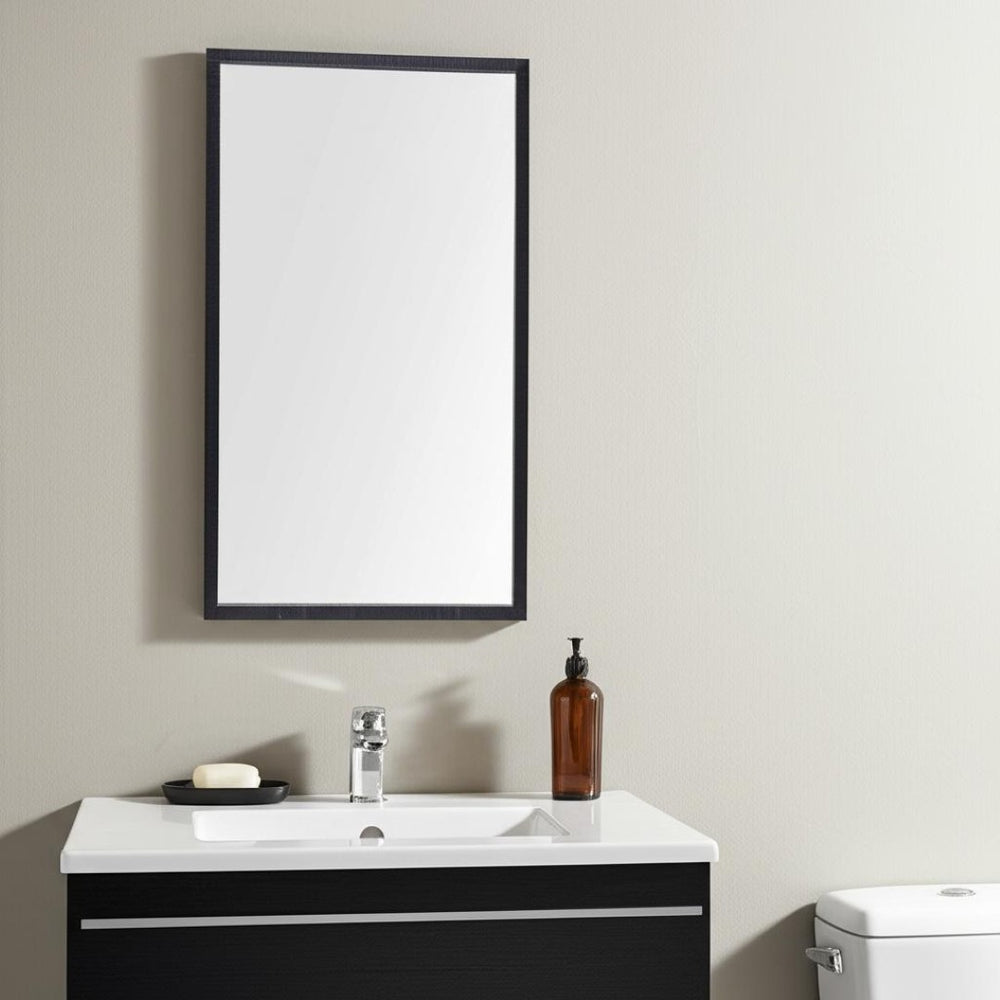 HomeRoots 42" Sleek Black Framed Bathroom Vanity Mirror - Modern Design for Stylish Reflection & Versatile Use 607217