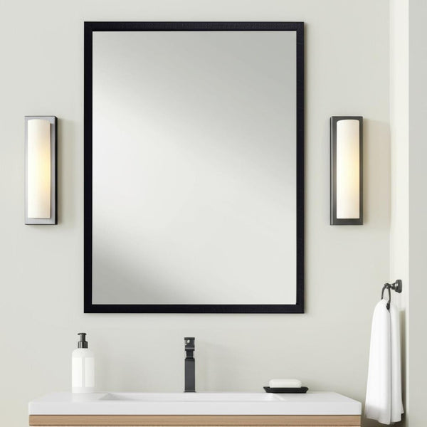 HomeRoots 32" Modern Black Framed Bathroom Mirror - Sleek Design, Easy Installation, Versatile for Any Space 607218