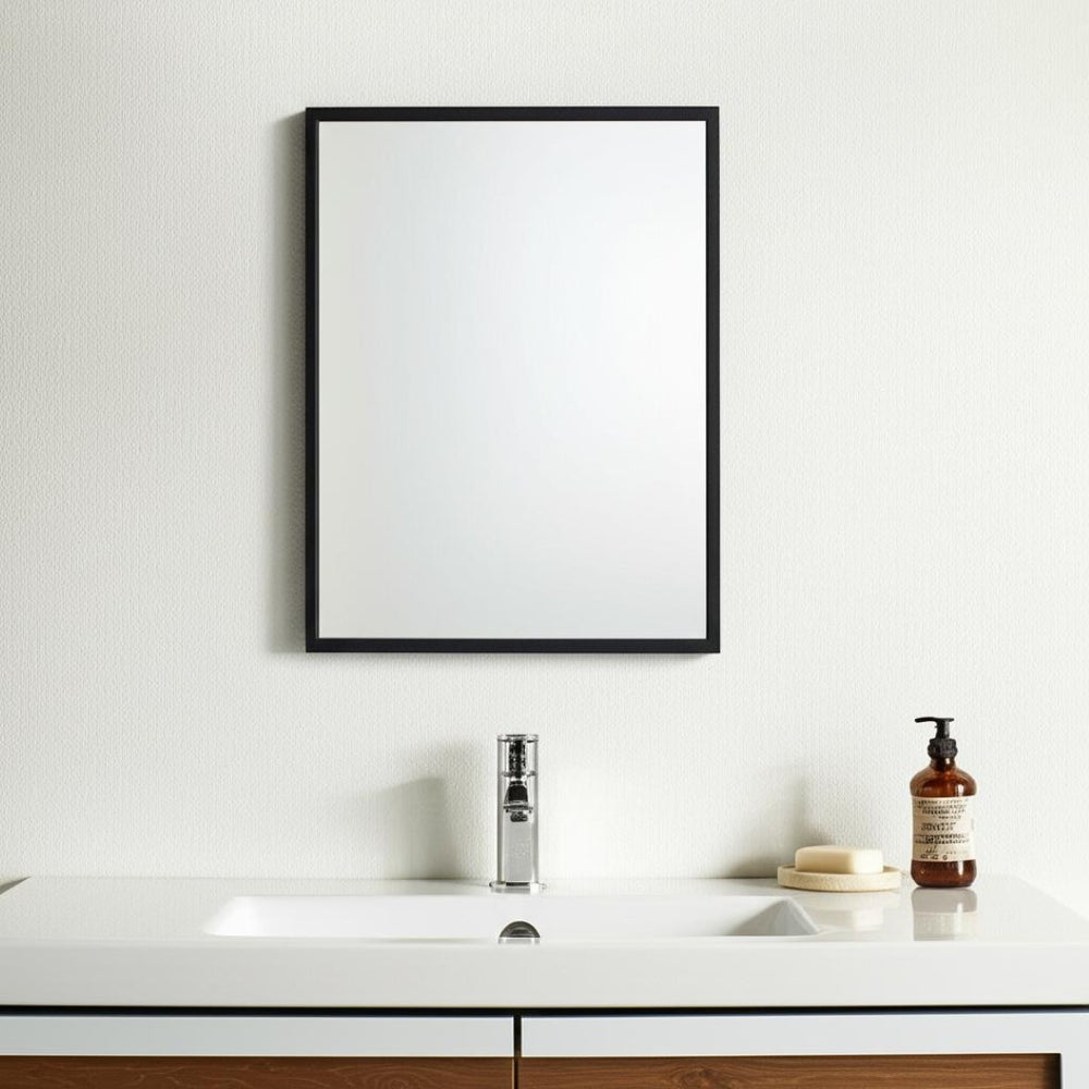 HomeRoots 42" Modern Black Framed Bathroom Vanity Mirror - Sleek Design for Any Room, Easy Installation & Versatile Use 607219