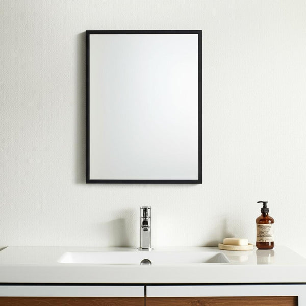 HomeRoots 42" Modern Black Framed Bathroom Vanity Mirror - Sleek Design for Any Room, Easy Installation & Versatile Use 607219