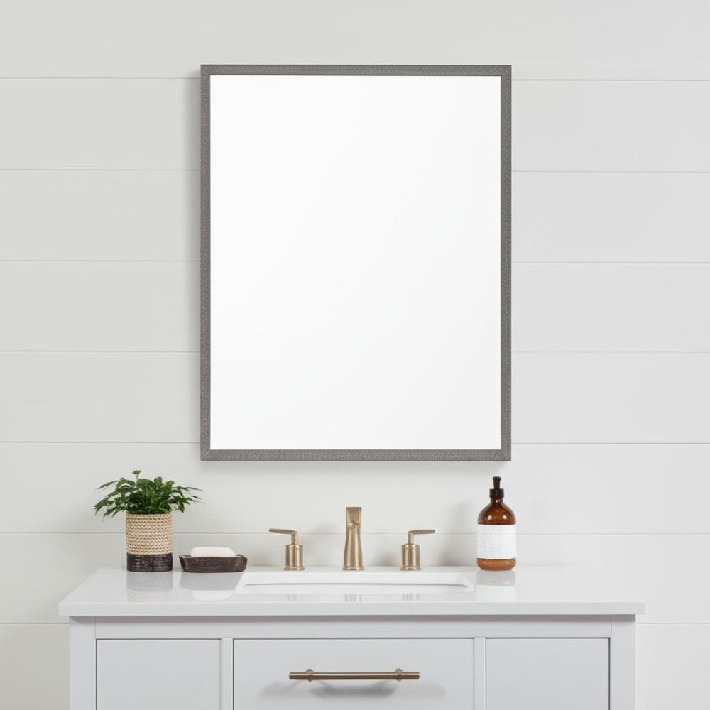 HomeRoots 42" Gray Framed Bathroom Vanity Mirror - Modern Rectangle Design for Stylish Spaces & Daily Grooming 607223