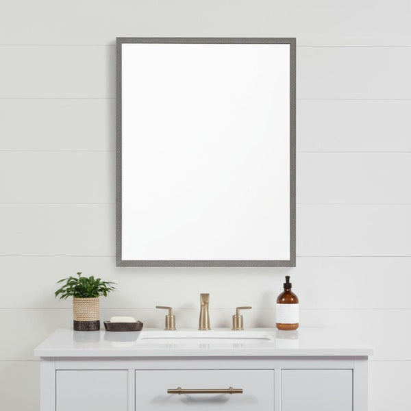 HomeRoots 42" Gray Framed Bathroom Vanity Mirror - Modern Rectangle Design for Stylish Spaces & Daily Grooming 607223