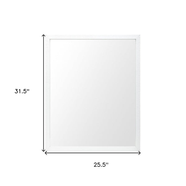 HomeRoots 32" White Framed Bathroom Vanity Mirror - Modern, Durable Design for Stylish Spaces & Easy Installation 607226