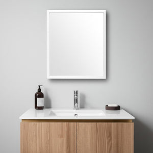 HomeRoots 32" White Framed Bathroom Vanity Mirror - Modern, Durable Design for Stylish Spaces & Easy Installation 607226