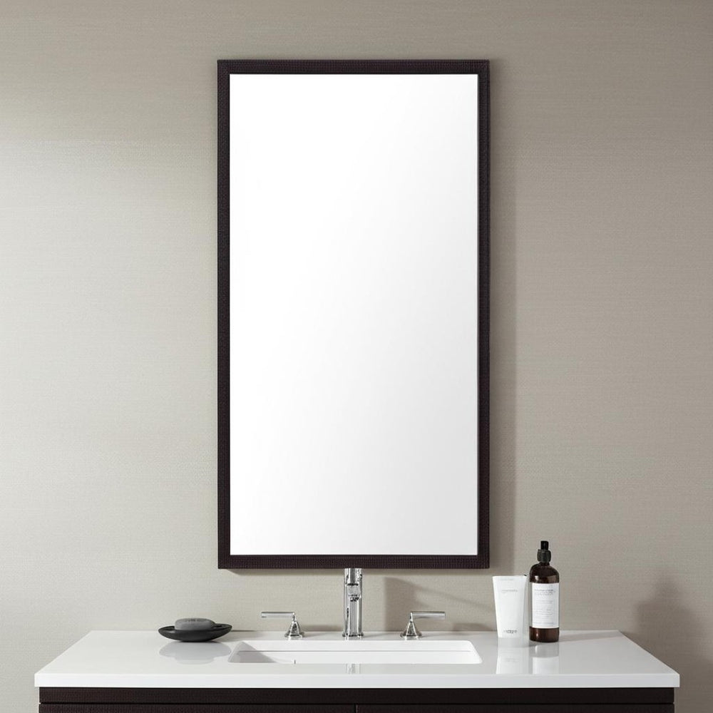 HomeRoots 42" Sleek Black Framed Bathroom Vanity Mirror – Modern Design for Stylish Home Decor & Easy Installation 607229