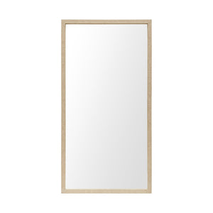 HomeRoots 42" Tan Framed Bathroom Vanity Mirror - Stylish Faux Wood Design, Premium Clarity, Ready to Hang! 607233