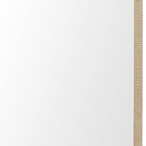 HomeRoots 42" Tan Framed Bathroom Vanity Mirror - Stylish Faux Wood Design, Premium Clarity, Ready to Hang! 607233