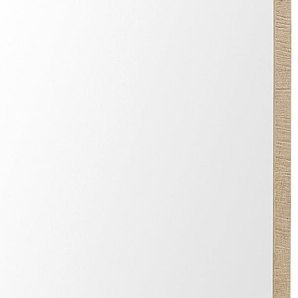 HomeRoots 42" Tan Framed Bathroom Vanity Mirror - Stylish Faux Wood Design, Premium Clarity, Ready to Hang! 607233
