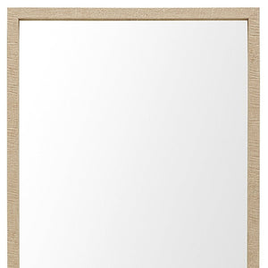 HomeRoots 42" Tan Framed Bathroom Vanity Mirror - Stylish Faux Wood Design, Premium Clarity, Ready to Hang! 607233