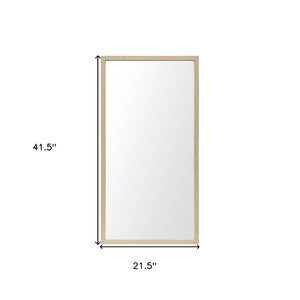 HomeRoots 42" Tan Framed Bathroom Vanity Mirror - Stylish Faux Wood Design, Premium Clarity, Ready to Hang! 607233