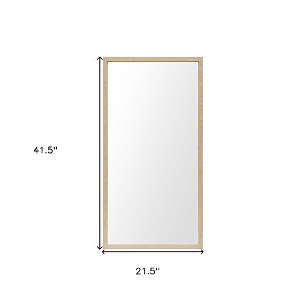 HomeRoots 42" Tan Framed Bathroom Vanity Mirror - Stylish Faux Wood Design, Premium Clarity, Ready to Hang! 607233