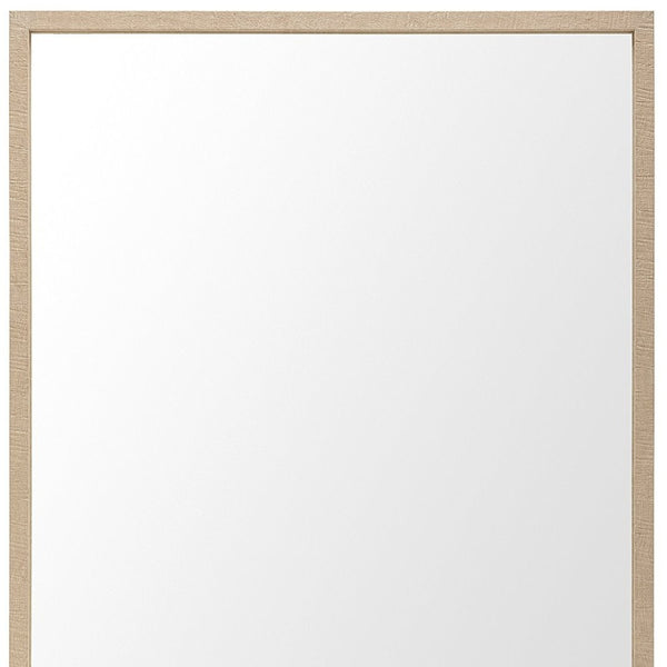 HomeRoots 42" Tan Framed Bathroom Vanity Mirror - Modern Rectangular Design for Brightening Any Space 607235