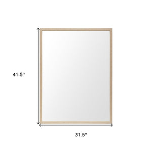 HomeRoots 42" Tan Framed Bathroom Vanity Mirror - Modern Rectangular Design for Brightening Any Space 607235