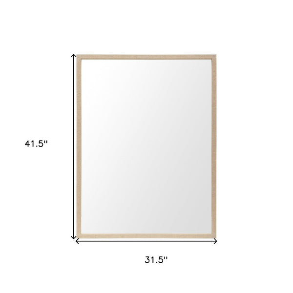 HomeRoots 42" Tan Framed Bathroom Vanity Mirror - Modern Rectangular Design for Brightening Any Space 607235