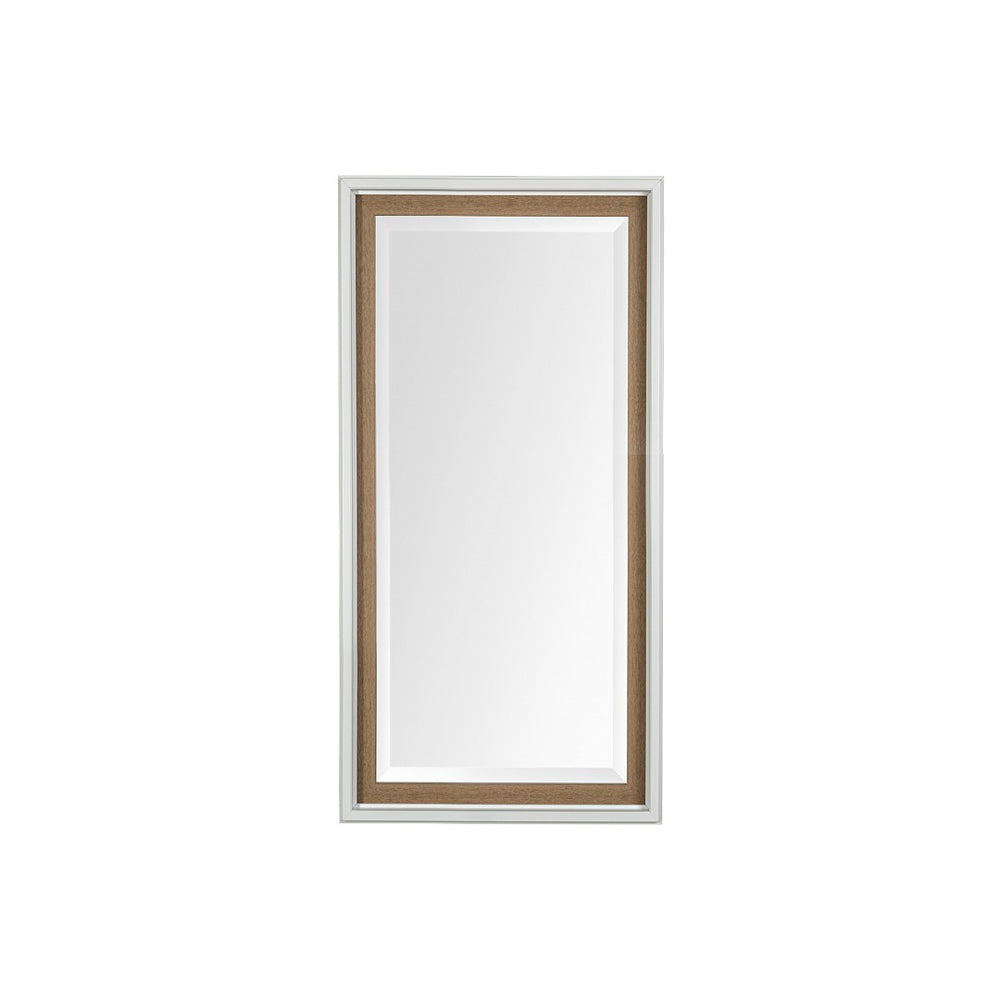 HomeRoots 53" Elegant White and Natural Framed Bathroom Vanity Mirror - Modern Design for Bright Spaces 607263
