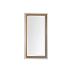 HomeRoots 53" Elegant White and Natural Framed Bathroom Vanity Mirror - Modern Design for Bright Spaces 607263