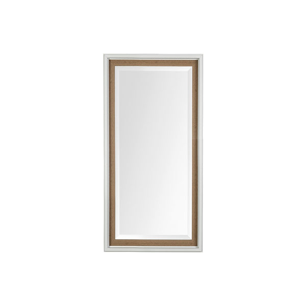 HomeRoots 53" Elegant White and Natural Framed Bathroom Vanity Mirror - Modern Design for Bright Spaces 607263