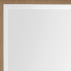 HomeRoots 53" Elegant White and Natural Framed Bathroom Vanity Mirror - Modern Design for Bright Spaces 607263