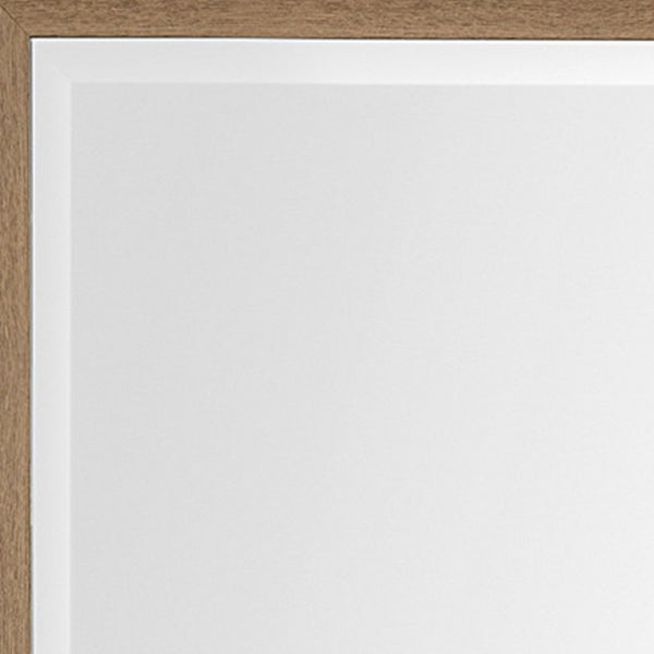 HomeRoots 53" Elegant White and Natural Framed Bathroom Vanity Mirror - Modern Design for Bright Spaces 607263