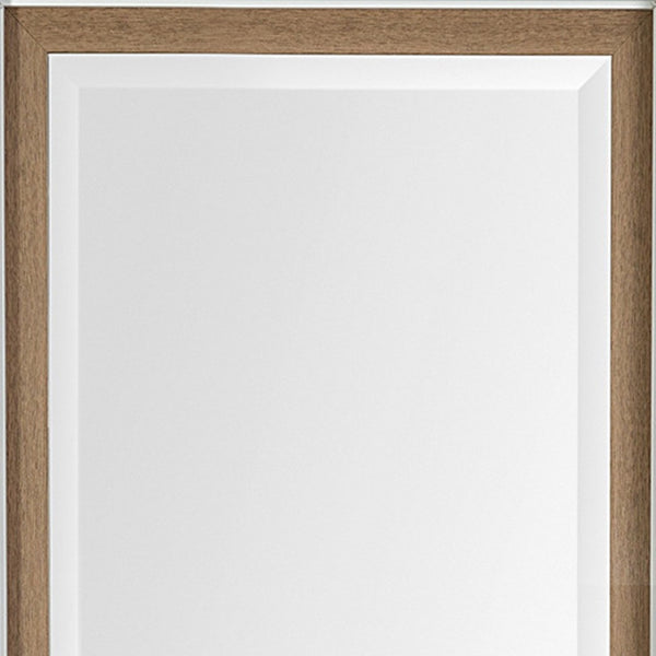 HomeRoots 53" Elegant White and Natural Framed Bathroom Vanity Mirror - Modern Design for Bright Spaces 607263