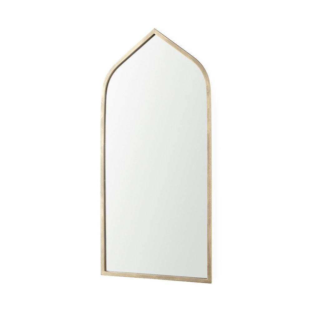 HomeRoots 48" Gold Metal Arch Framed Accent Mirror - Elegant Design for Brightening Spaces & Modern Glamour 607268