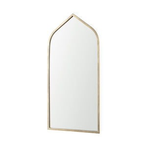 HomeRoots 48" Gold Metal Arch Framed Accent Mirror - Elegant Design for Brightening Spaces & Modern Glamour 607268