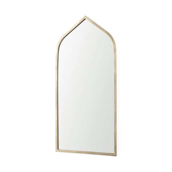 HomeRoots 48" Gold Metal Arch Framed Accent Mirror - Elegant Design for Brightening Spaces & Modern Glamour 607268