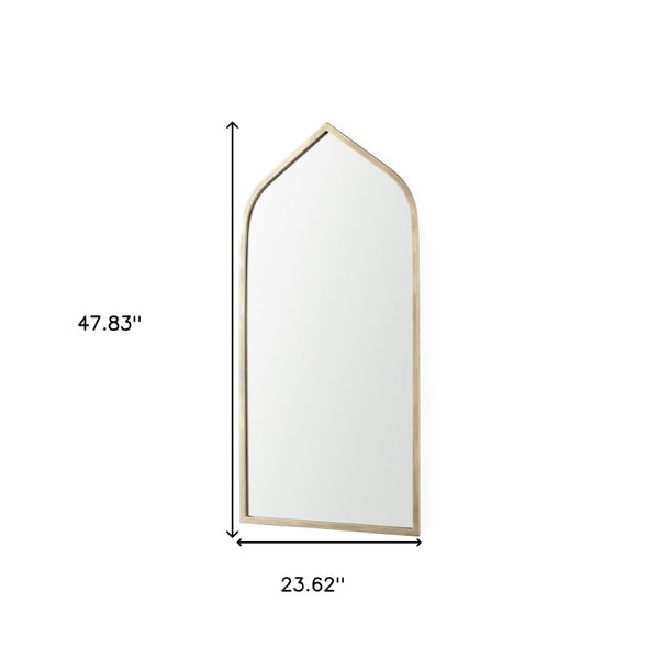 HomeRoots 48" Gold Metal Arch Framed Accent Mirror - Elegant Design for Brightening Spaces & Modern Glamour 607268