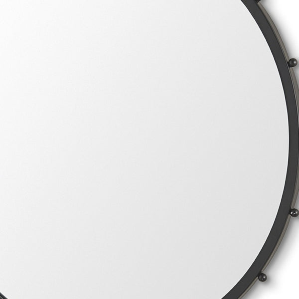 HomeRoots 44" Modern Black Round Metal Framed Accent Mirror – Elegant Design for Any Room, Easy Installation! 607269