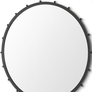 HomeRoots 44" Modern Black Round Metal Framed Accent Mirror – Elegant Design for Any Room, Easy Installation! 607269