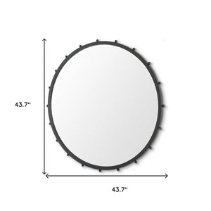 HomeRoots 44" Modern Black Round Metal Framed Accent Mirror – Elegant Design for Any Room, Easy Installation! 607269