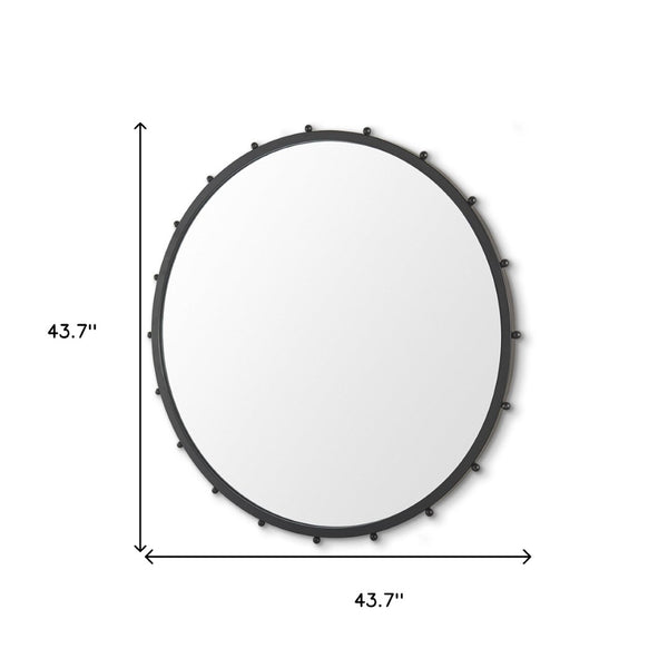 HomeRoots 44" Modern Black Round Metal Framed Accent Mirror – Elegant Design for Any Room, Easy Installation! 607269