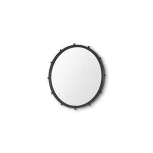HomeRoots 25" Elegant Black Metal Beaded Round Accent Mirror for Stylish Home Décor and Practical Reflection 607270