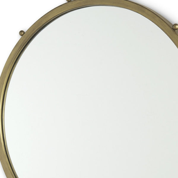 HomeRoots 25" Gold Metal Beaded Round Accent Mirror - Elegant, Durable, Versatile Decor for Any Room 607273