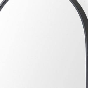 HomeRoots 40" Stylish Black Metal Arched Accent Mirror with Shelf – Modern Design for Entryways & Living Spaces 607275