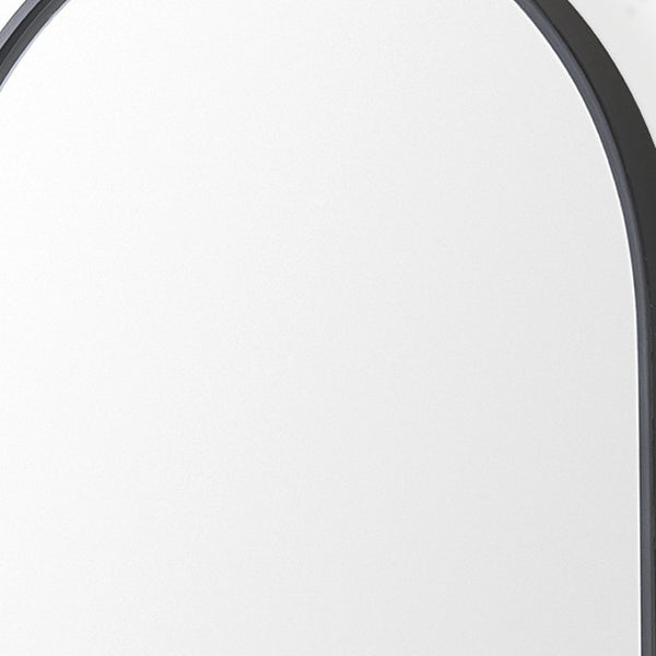 HomeRoots 40" Stylish Black Metal Arched Accent Mirror with Shelf – Modern Design for Entryways & Living Spaces 607275