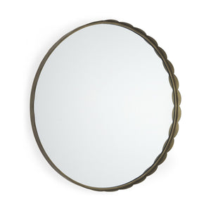 HomeRoots 30" Gold Metal Scalloped Accent Mirror - Elegant Decorative Mirror for Modern & Classic Interiors 607277